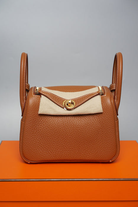 Hermes Mini Lindy in Gold Ghw (Brand New)