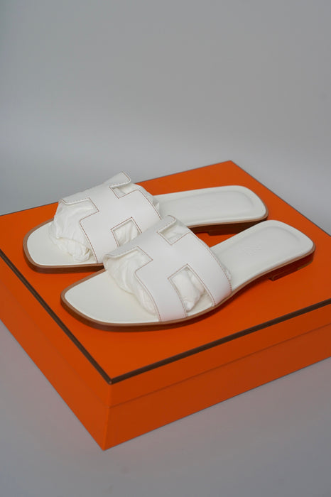 Hermes Oran Sandals in White Size 36.5 (Brand New)