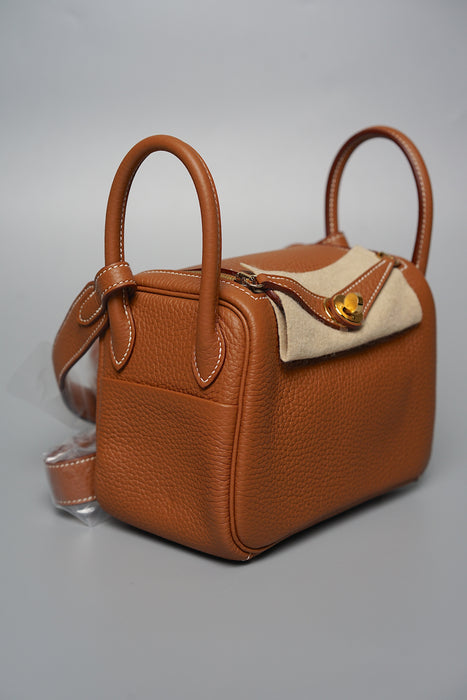 Hermes Mini Lindy in Gold Ghw (Brand New)