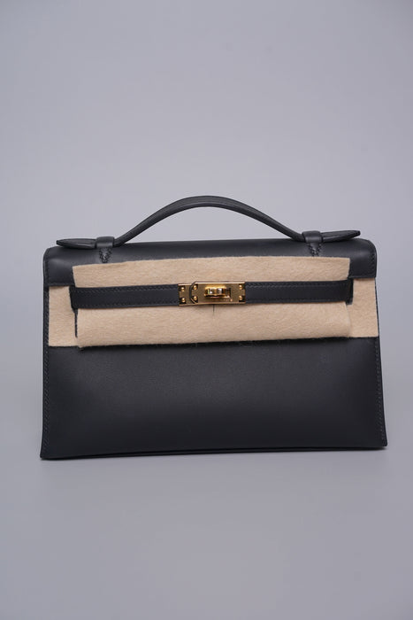 Hermes Kelly Pochette in Noir Ghw (Brand New)