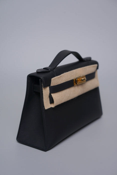 Hermes Kelly Pochette in Noir Ghw (Brand New)