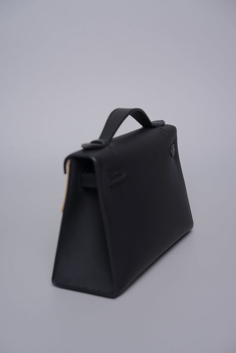 Hermes Kelly Pochette in Noir Ghw (Brand New)