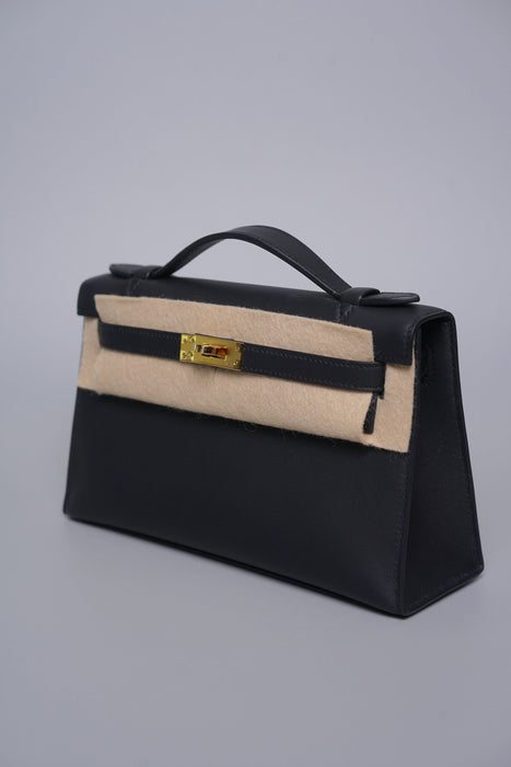 Hermes Kelly Pochette in Noir Ghw (Brand New)