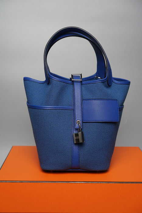 Hermes Cargo Picotin 18 in Blue Egee / Blue Royal Phw (Brand New)