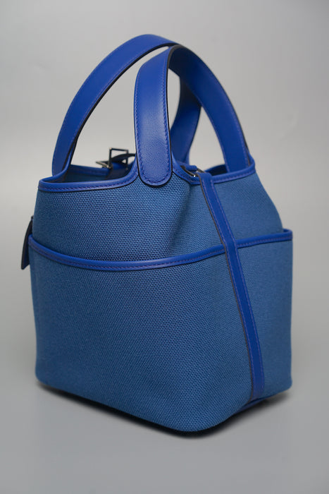 Hermes Cargo Picotin 18 in Blue Egee / Blue Royal Phw (Brand New)