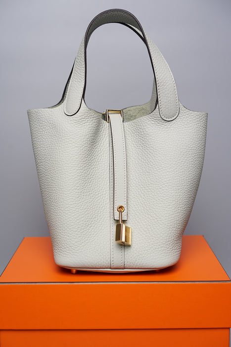 Hermès Gris Neve Picotin Lock 18 Gold Hardware, 2023 Available For
