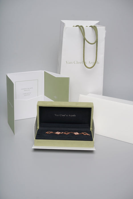 VCA Vintage Alhambra 5 Motif Bracelet in Rose Gold Diamonds (Brand New)