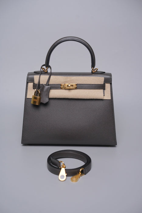 Hermes Kelly 25 in Graphite Ghw (Brand New)