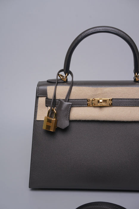 Hermes Kelly 25 in Graphite Ghw (Brand New)