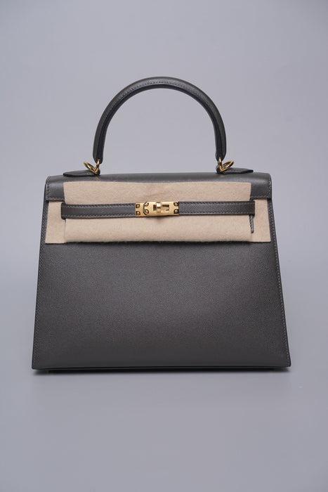 Hermes Kelly 25 in Graphite Ghw (Brand New)