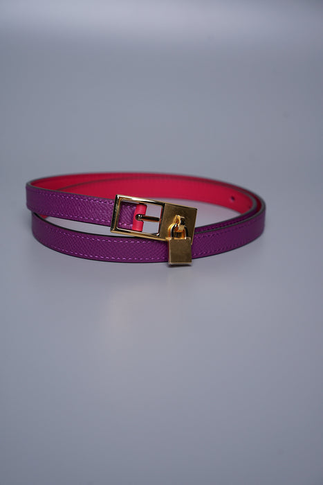 Hermes Lucky 15 Reversible Belt in Rose Mexico/Anemone Ghw Size 75 (Brand New)