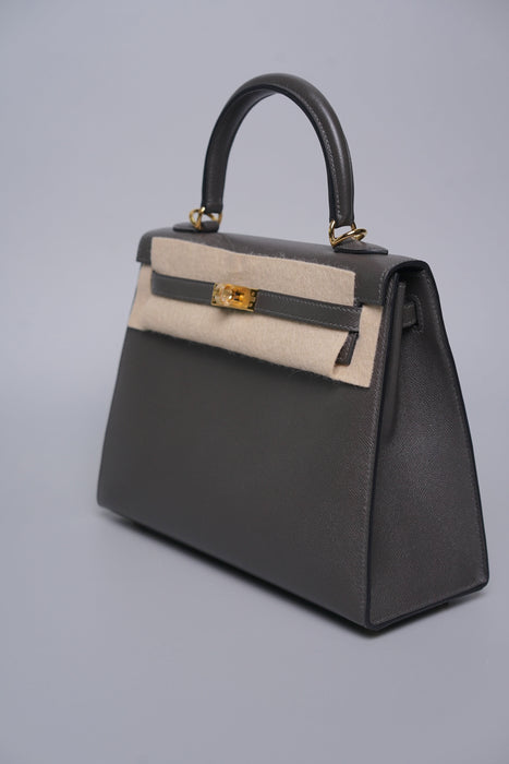 Hermes Kelly 25 in Graphite Ghw (Brand New)
