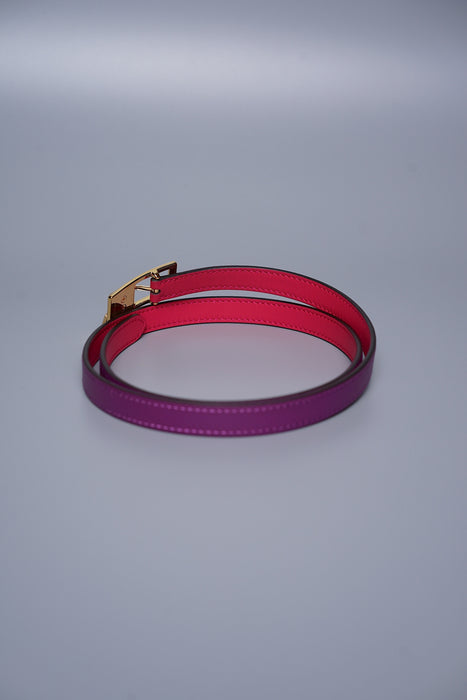 Hermes Lucky 15 Reversible Belt in Rose Mexico/Anemone Ghw Size 75 (Brand New)