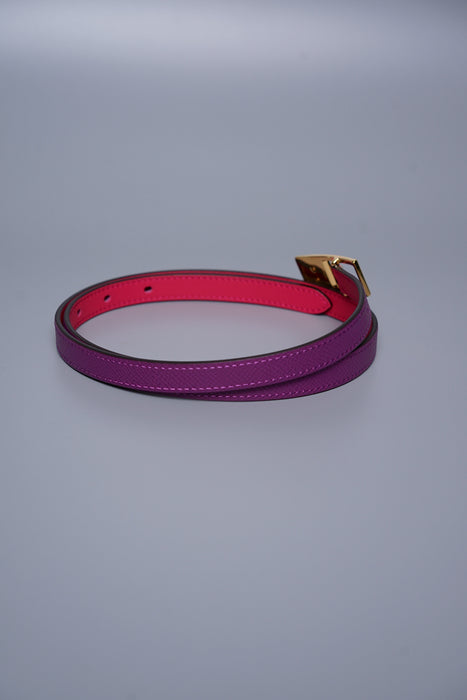 Hermes Lucky 15 Reversible Belt in Rose Mexico/Anemone Ghw Size 75 (Brand New)