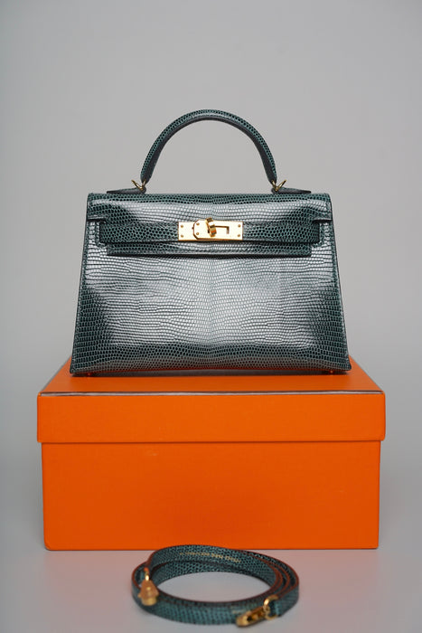 Hermes Kelly 20 in Vert Cypress Lizard Ghw (Brand New)