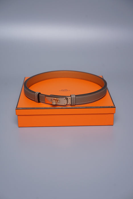 Hermes Kelly 18 Belt in Etoupe Rghw (Brand New)