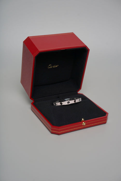 Cartier Love Bracelet, Full Paved Diamonds in White Gold Size 16 (Brand New)