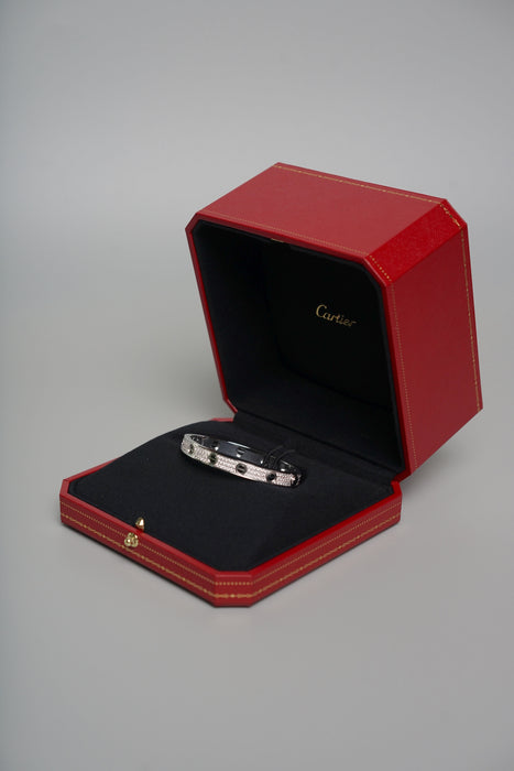 Cartier Love Bracelet, Full Paved Diamonds in White Gold Size 16 (Brand New)