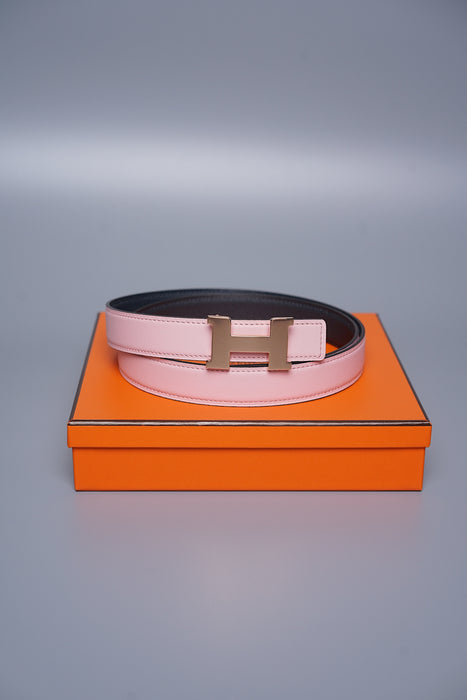 Hermes Mini Constance Belt in Rose Sakura/Gris Misty Rghw Size 85 (Brand New)