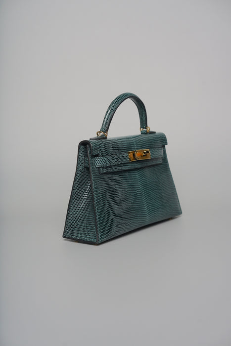 Hermes Kelly 20 in Vert Cypress Lizard Ghw (Brand New)