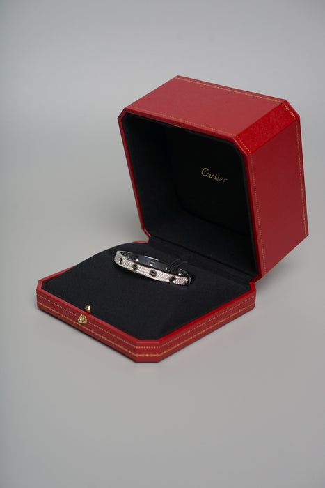 Cartier Love Bracelet, Full Paved Diamonds in White Gold Size 16 (Brand New)