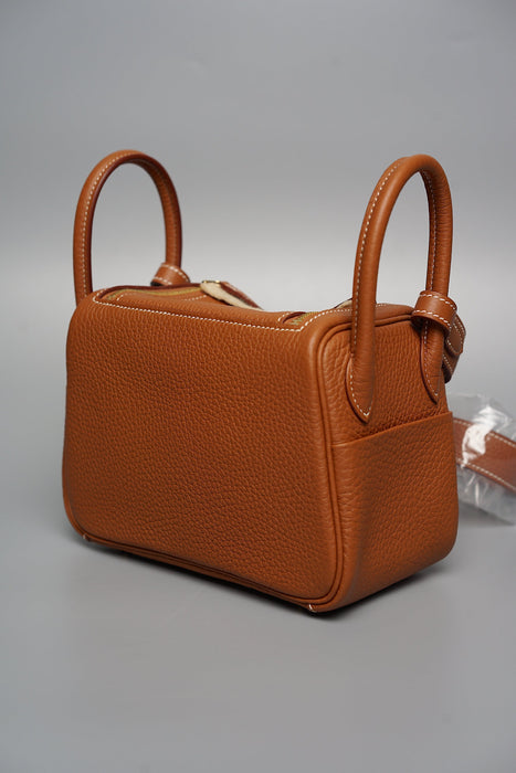 Hermes Mini Lindy in Gold Ghw (Brand New)