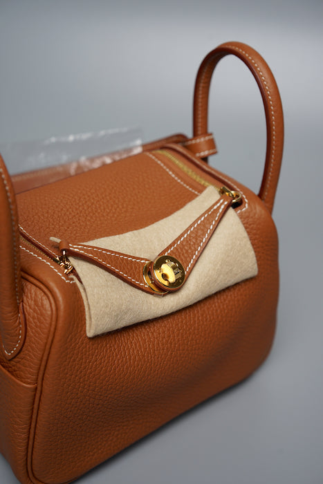 Hermes Mini Lindy in Gold Ghw (Brand New)