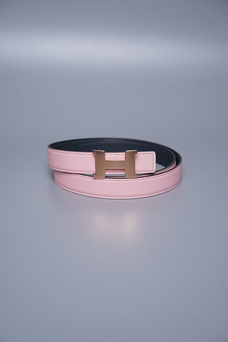 Hermes Mini Constance Belt in Rose Sakura/Gris Misty Rghw Size 85 (Brand New)