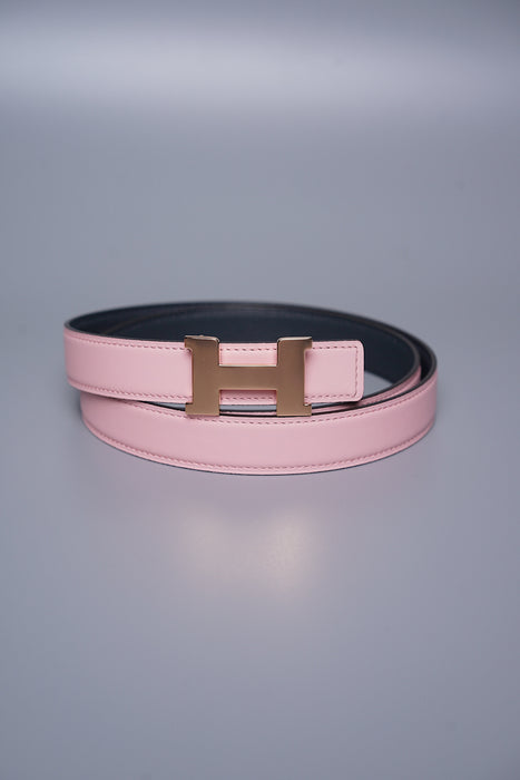 Hermes Mini Constance Belt in Rose Sakura/Gris Misty Rghw Size 85 (Brand New)