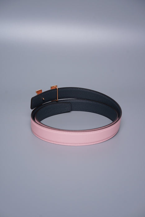 Hermes Mini Constance Belt in Rose Sakura/Gris Misty Rghw Size 85 (Brand New)