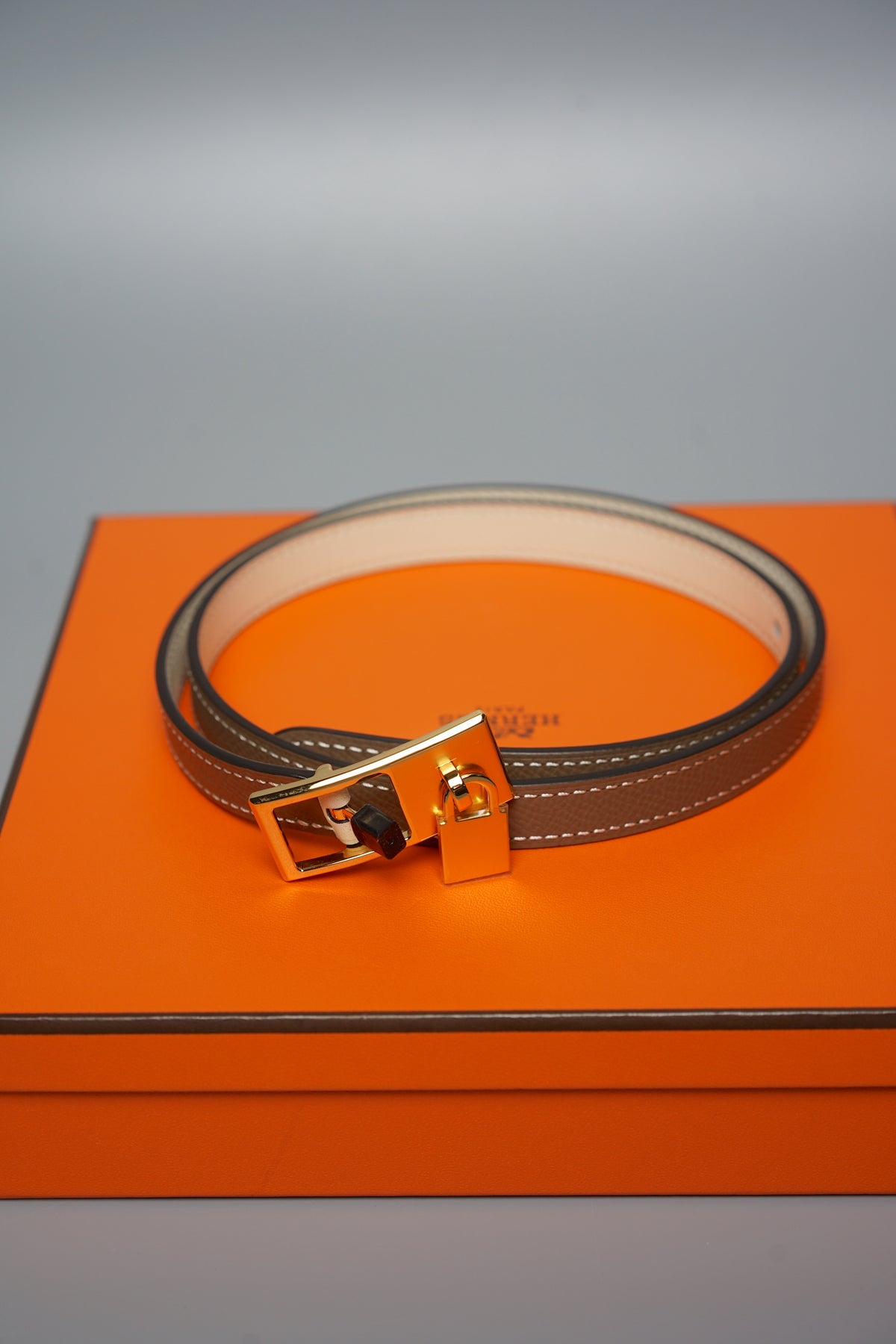 Hermes Lucky 15 Belt in Etoupe / Nata Ghw 70cm (Brand New)– orangeporter