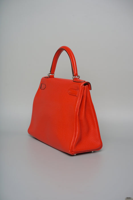Hermes Kelly 28 Retourne Clemence in Rouge Pivoine Phw (Brand New)