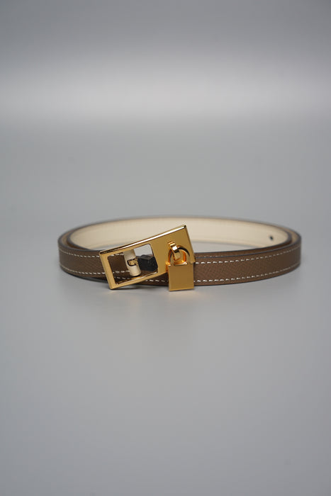 Hermes Lucky 15 Belt in Etoupe / Nata Ghw 70cm (Brand New)