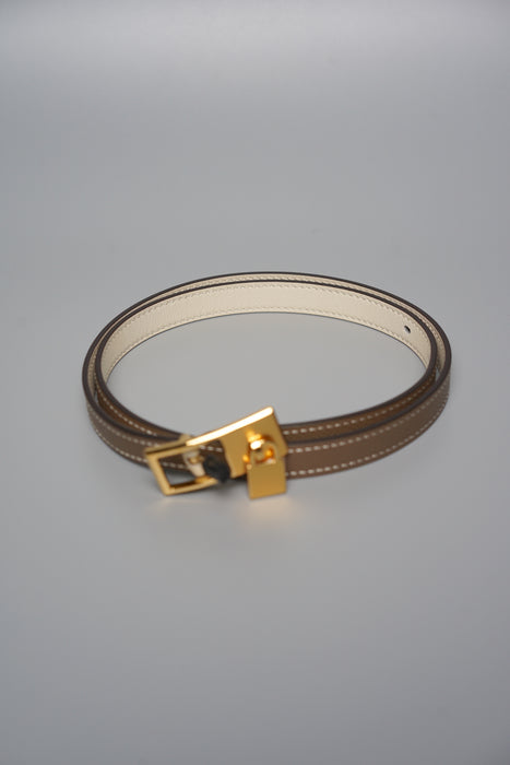 Hermes Lucky 15 Belt in Etoupe / Nata Ghw 70cm (Brand New)