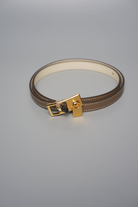 Hermes Lucky 15 Belt in Etoupe / Nata Ghw 70cm (Brand New)