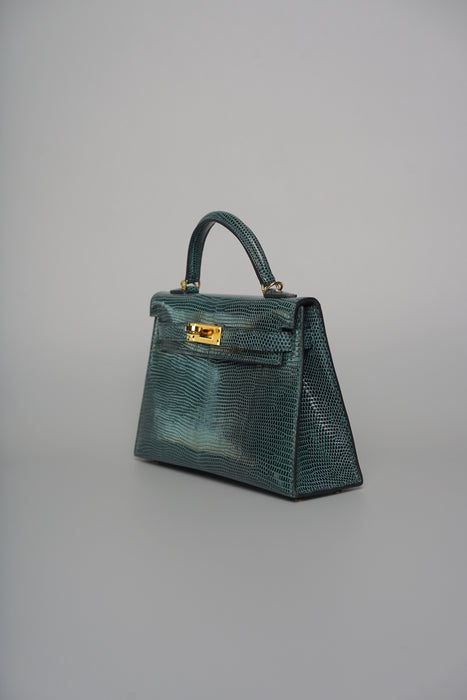 Hermes Kelly 20 in Vert Cypress Lizard Ghw (Brand New)