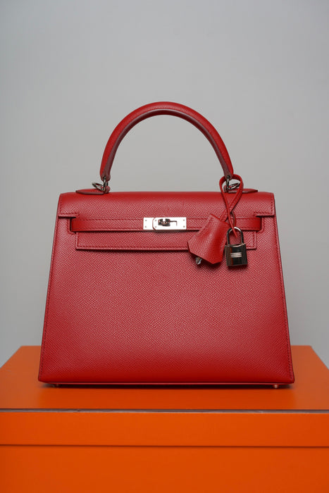 Hermes Kelly 25 in Rouge Garrance Epsom Phw