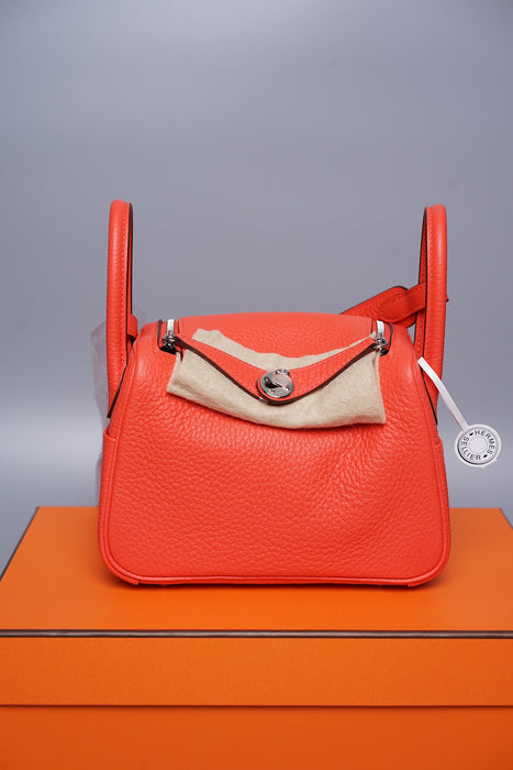 Hermes Mini Lindy 2 in Orange Field Phw (Brand New)