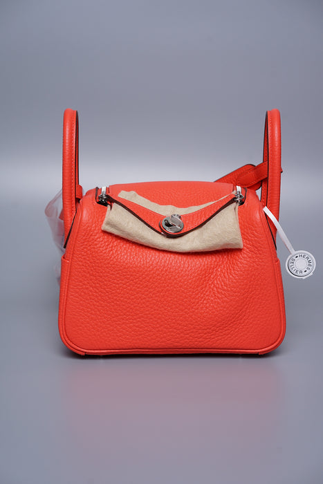 Hermes Mini Lindy 2 in Orange Field Phw (Brand New)