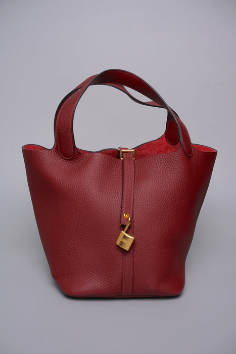 Hermes Picotin 22 in Rouge H Ghw