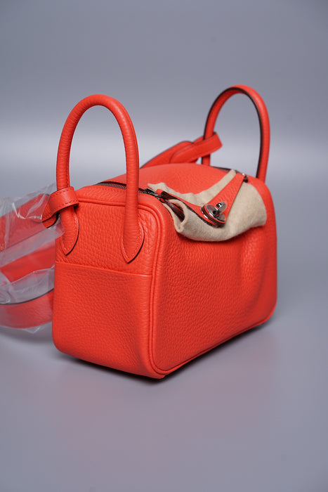 Hermes Mini Lindy 2 in Orange Field Phw (Brand New)