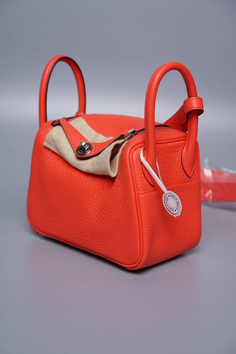 Hermes Mini Lindy 2 in Orange Field Phw (Brand New)