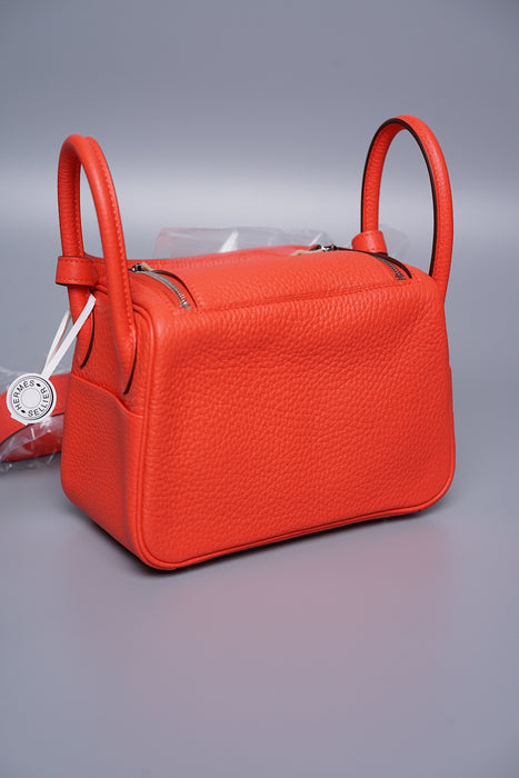 Hermes Mini Lindy 2 in Orange Field Phw (Brand New)