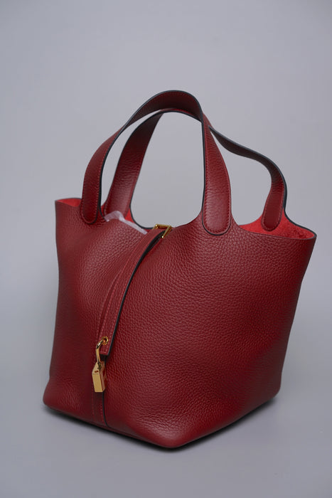 Hermes Picotin 22 in Rouge H Ghw