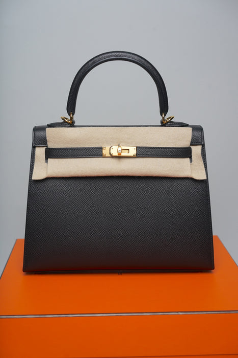 Hermes Kelly II 25 Seillier in Noir Epsom Ghw (Brand New)