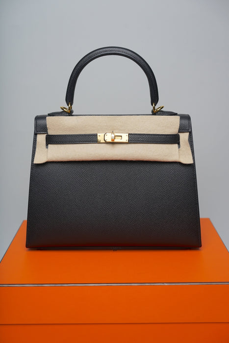 Hermes Kelly II 25 Seillier in Noir Epsom Ghw (Brand New)