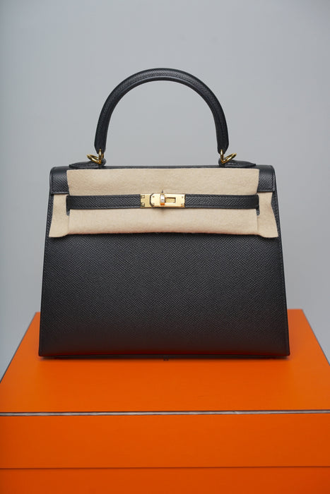 Hermes Kelly II 25 Seillier in Noir Epsom Ghw (Brand New)