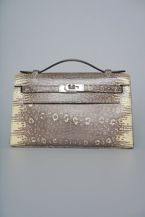 Hermes Kelly Pochette in Ombre Lizard Phw
