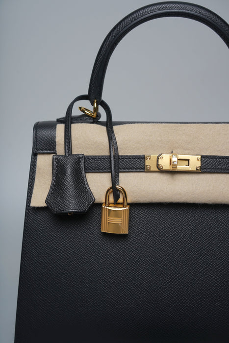 Hermes Kelly II 25 Seillier in Noir Epsom Ghw (Brand New)