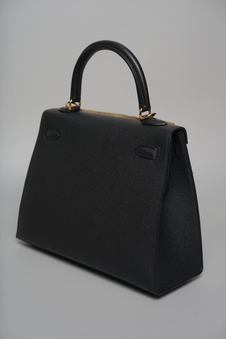 Hermes Kelly II 25 Seillier in Noir Epsom Ghw (Brand New)